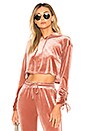 view 1 of 4 Behati Cropped Velour Hoodie in Blush