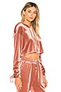 view 2 of 4 Behati Cropped Velour Hoodie in Blush