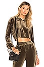 view 1 of 4 Behati Cropped Velour Hoodie in Olive