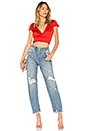 view 4 of 4 TOP CROPPED DRAPÉ THALIA in Red