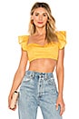 view 1 of 4 Brandi Tie Back Crop Top in Yellow Polka Dot