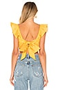 view 3 of 4 Brandi Tie Back Crop Top in Yellow Polka Dot