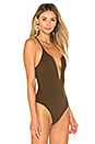 view 3 of 5 Frankie Deep V Bodysuit in Army in Army