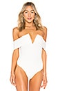 view 2 of 5 Aaliyah Deep V Bodysuit in White