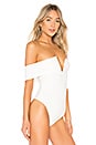 view 3 of 5 Aaliyah Deep V Bodysuit in White