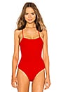 view 2 of 5 Keke Ribbed Strappy Bodysuit in Cherry Red