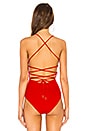 view 4 of 5 Keke Ribbed Strappy Bodysuit in Cherry Red