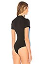 view 4 of 5 Kristyn Color Block Bodysuit in Black & Blue