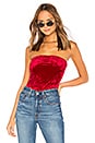 view 1 of 5 Gwen Crushed Velvet Strapless Bodysuit in Red