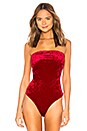 view 2 of 5 Gwen Crushed Velvet Strapless Bodysuit in Red