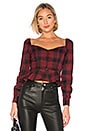 view 1 of 4 Marrie Flannel Puff Sleeve Top in Red & Black