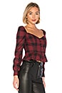 view 2 of 4 Marrie Flannel Puff Sleeve Top in Red & Black
