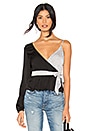 view 1 of 4 Hayley Two Tone Wrap Top in Black & White