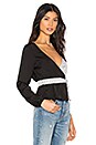 view 2 of 4 Hayley Two Tone Wrap Top in Black & White