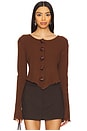 view 1 of 4 x REVOLVE Rosette Knit Cardigan in Chocolate Brown
