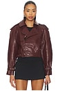 view 1 of 4 Ellery Faux Leather Belted Jacket in Cherry