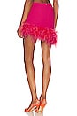 view 3 of 4 Perla Crepe Diagonal Feather Trim Skirt in Hyper Pink