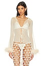 view 1 of 4 Perla Sheer Feather Trim Blouse in Ivory