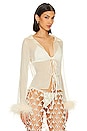 view 2 of 4 Perla Sheer Feather Trim Blouse in Ivory