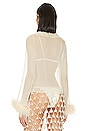 view 3 of 4 Perla Sheer Feather Trim Blouse in Ivory