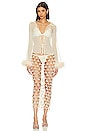 view 4 of 4 Perla Sheer Feather Trim Blouse in Ivory