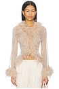 view 1 of 4 Gigi Sheer Feather Blouse in Caramel