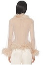 view 3 of 4 Gigi Sheer Feather Blouse in Caramel