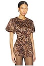 view 2 of 4 Poppy Bubble Sleeve Blouse Top in Leopard