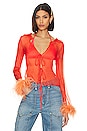 view 1 of 4 Perla Sheer Feather Trim Blouse in Sunset