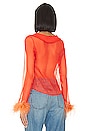 view 3 of 4 Perla Sheer Feather Trim Blouse in Sunset