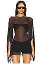 view 1 of 5 Ibis Poncho Top Set in Black