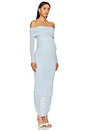 view 3 of 4 Off The Shoulder Mesh Dress in Powder Blue