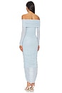 view 4 of 4 Off The Shoulder Mesh Dress in Powder Blue