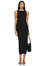 view 2 of 4 Soft Rib Boat Neck Midi Dress in Black