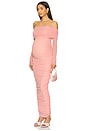 view 1 of 4 Off The Shoulder Mesh Dress in Dusty Pink
