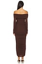 view 4 of 4 Off The Shoulder Mesh Dress in Chocolate