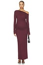 view 2 of 3 Soft Rib Draped Maxi Dress in Burgundy