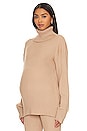view 3 of 5 Cozy Rib Maternity Sweater in Camel