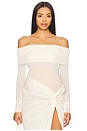 view 2 of 5 Off The Shoulder Mesh Top in Ivory