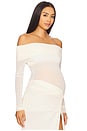 view 3 of 5 Off The Shoulder Mesh Top in Ivory