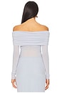 view 3 of 4 Off The Shoulder Mesh Top in Powder Blue