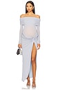 view 4 of 4 Off The Shoulder Mesh Top in Powder Blue