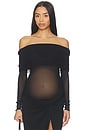 view 1 of 4 Off The Shoulder Soft Mesh Top in Black