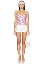 view 4 of 4 The Caroline Corset in Red & White Dot