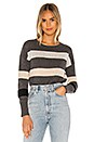 view 1 of 4 Stripe Crop Crew Sweater in Grey Combo
