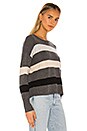 view 2 of 4 Stripe Crop Crew Sweater in Grey Combo