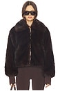 view 1 of 5 Reese Faux Fur Bomber Jacket in Chocolate