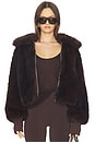 view 2 of 5 Reese Faux Fur Bomber Jacket in Chocolate