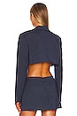 view 3 of 4 Zayne Cropped Blazer in Navy Pinstripe