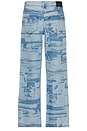 view 2 of 5 5 Pocket Laser Printed Patched Pants in Light Indigo
